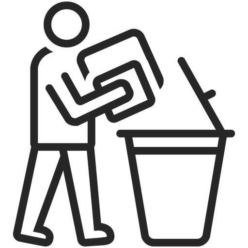 icon of a man decluttering